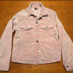 H&M Light Pink Mauve Corduroy Jean Jacket Silver Hardwear XS/S - Size 2